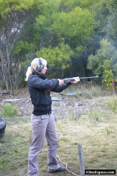 The Honourable Rebecca White, Member of Parliament for the Tasmanian Seat of Lyons, opening the competition shooting a Westley Richards double rifle in .300 Savage. Ms White is a clay target shooter and from the Redbanks Pheasant shooting ground family.  Good to see a young female Labor Parliamentarian who is a shooter and also opening the BGRC National Shoot.