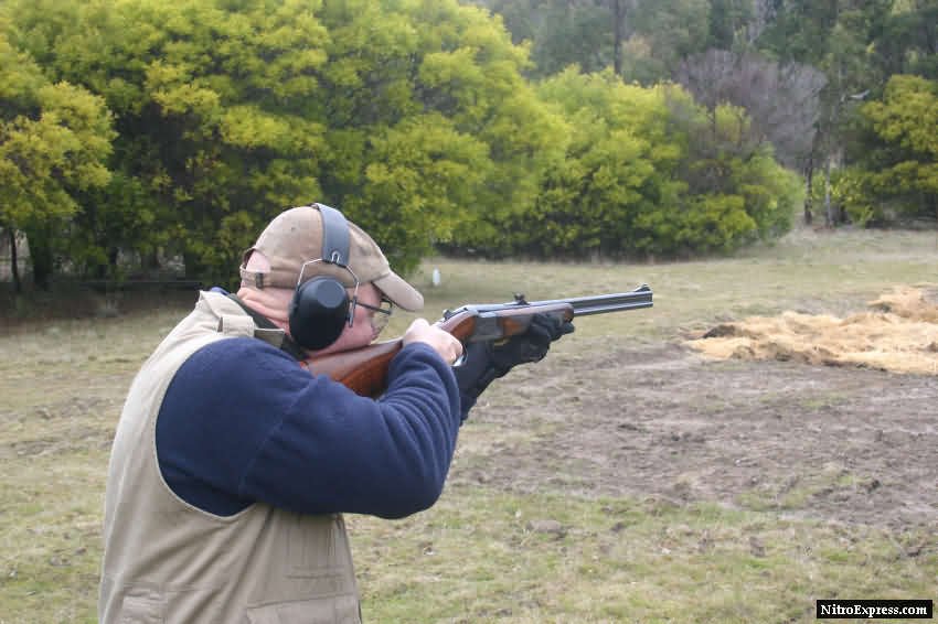 Graeme Wright shooting in the Stalking Double Rifle event.